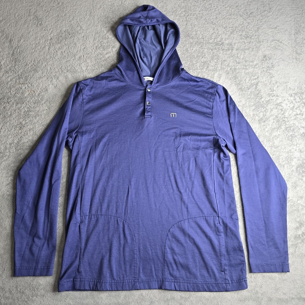 Travis Mathew Double Team Hoodie Mens Medium Navy Blue Lightweight Performance